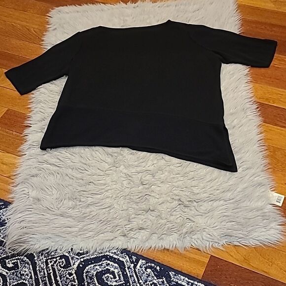 Ming by ming wang black acrylic cotton‎ asymmetrical short sleeve sweater - Picture 1 of 7